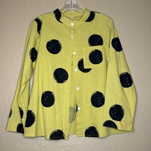SHEIN polkadot print roll tab sleeve blouse, size medium